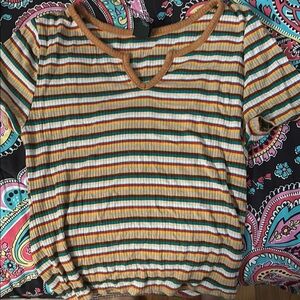 Striped V-Neck Women's Top